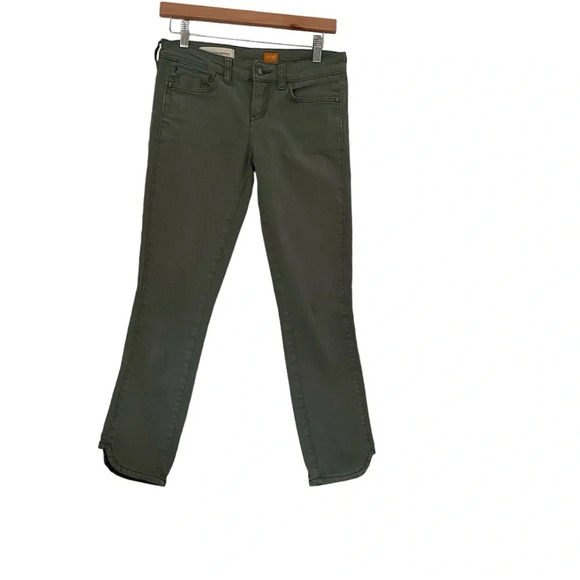 Pilcro And The Letterpress Pants Womens Sz 26 Green Chino Cropped Low Waist Boho - Picture 1 of 11